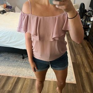 Olivaceous blush shirt, off the shoulder. Never been worn